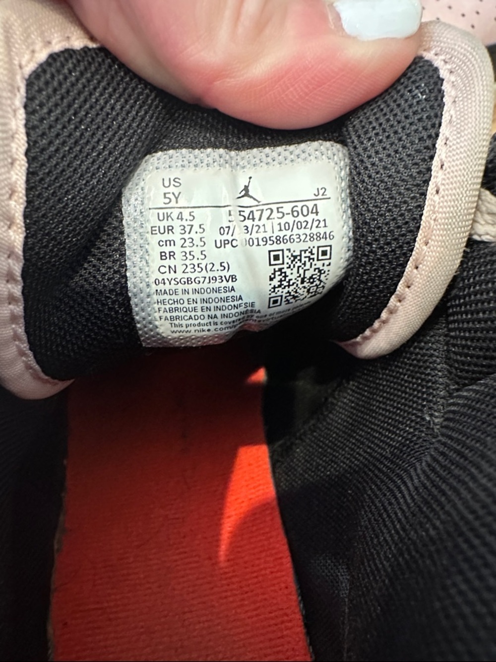 Jordan Kids High-Top Sneakers in Pink, Black & Orange - Picture 2 of 5